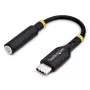StarTech.com 5in (12,7 cm) Adapter audio USB-C na 3,5 mm TRRS do słuchawek/zestawu słuchawkowego, klucz sprzętowy USB Type-C Aux, 32-bitowy DAC, obsługa USB-C/Thunderbolt, laptop/telefon/tablet