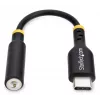 StarTech.com 5in (12,7 cm) Adapter audio USB-C na 3,5 mm TRRS do słuchawek/zestawu słuchawkowego, klucz sprzętowy USB Type-C Aux, 32-bitowy DAC, obsługa USB-C/Thunderbolt, laptop/telefon/tablet