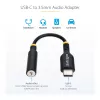 StarTech.com 5in (12,7 cm) Adapter audio USB-C na 3,5 mm TRRS do słuchawek/zestawu słuchawkowego, klucz sprzętowy USB Type-C Aux, 32-bitowy DAC, obsługa USB-C/Thunderbolt, laptop/telefon/tablet