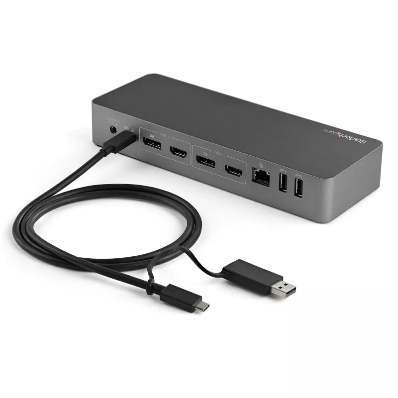 StarTech.com 0,9 m (1 m) kabel USB-C z adapterem USB-A - hybrydowy kabel 2 w 1 USB-C z USB-A - USB-C na USB-C (10 Gb/s / 100 W PD), USB-A na USB-C (5 Gb/s) - idealny do hybrydowej stacji dokującej