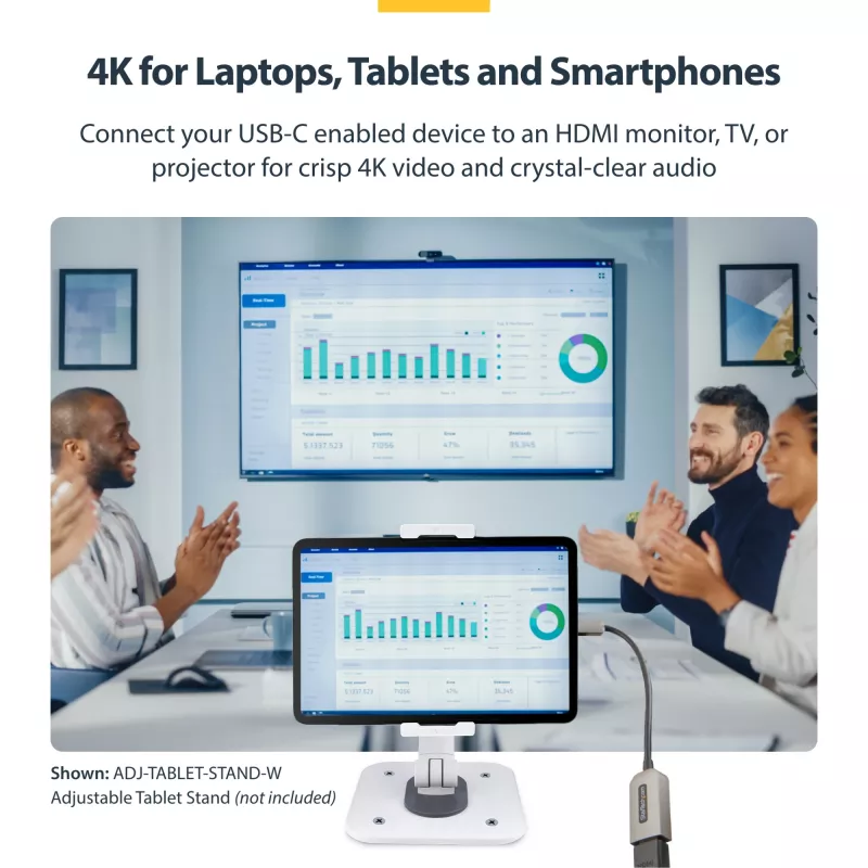StarTech.com Adapter USB-C do HDMI, wideo 4K 60Hz, HDR10, klucz sprzętowy USB-C do HDMI, kompatybilny z USB4/Thunderbolt