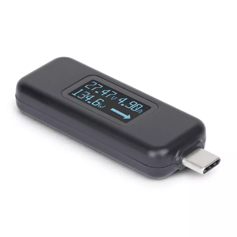 StarTech.com Tester zasilania USB-C, multimetr cyfrowy, dwukierunkowy miernik napięcia i prądu, do 240 W PD EPR, przenośny tester zasilania kabli i portów USB-C