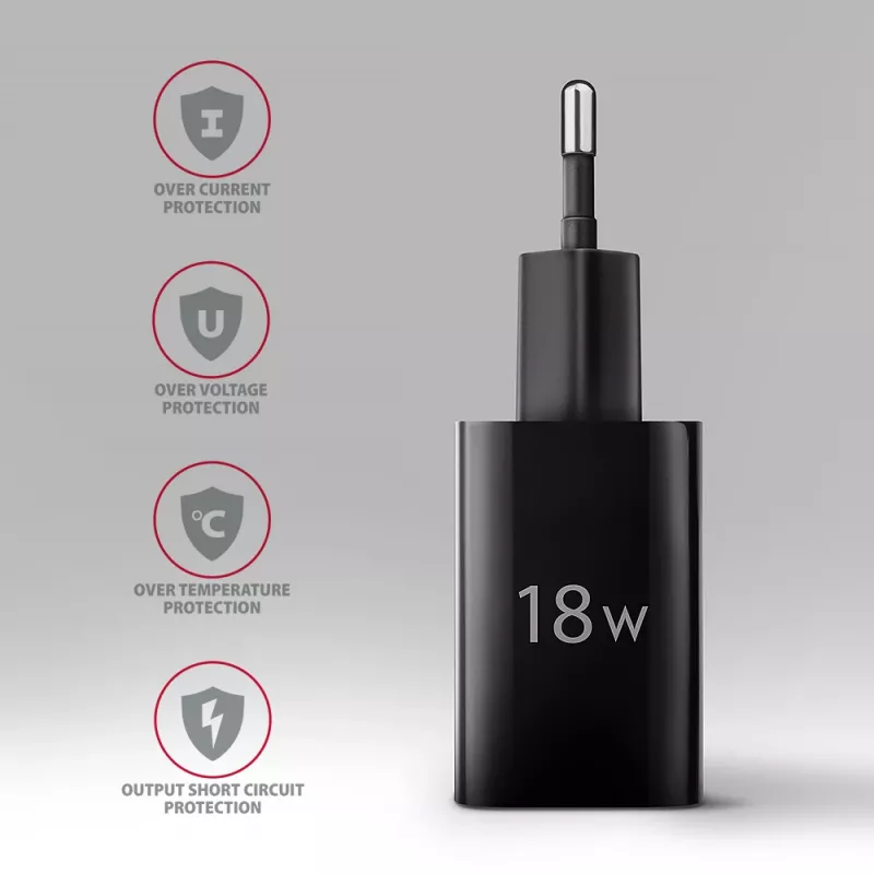 Axagon ACU-QC18 QC 3.0 1× OUTPUT ładowarka ścienna 18W, Indoor, AC, Czarna