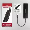 Axagon HUE-F7C 7x USB 3.2 Gen 1 ALU płaski hub micro power IN 30cm USB-C USB 3.2 Gen 1 (3.1 Gen 1) Type-A 5000 Mbit/s Czarny