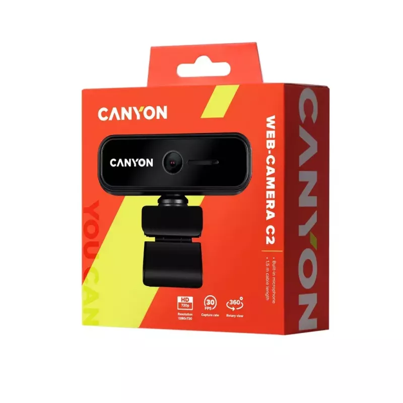 Kamerka internetowa Canyon C2 1 MP 1280 x 720 pikseli USB 2.0 czarna
