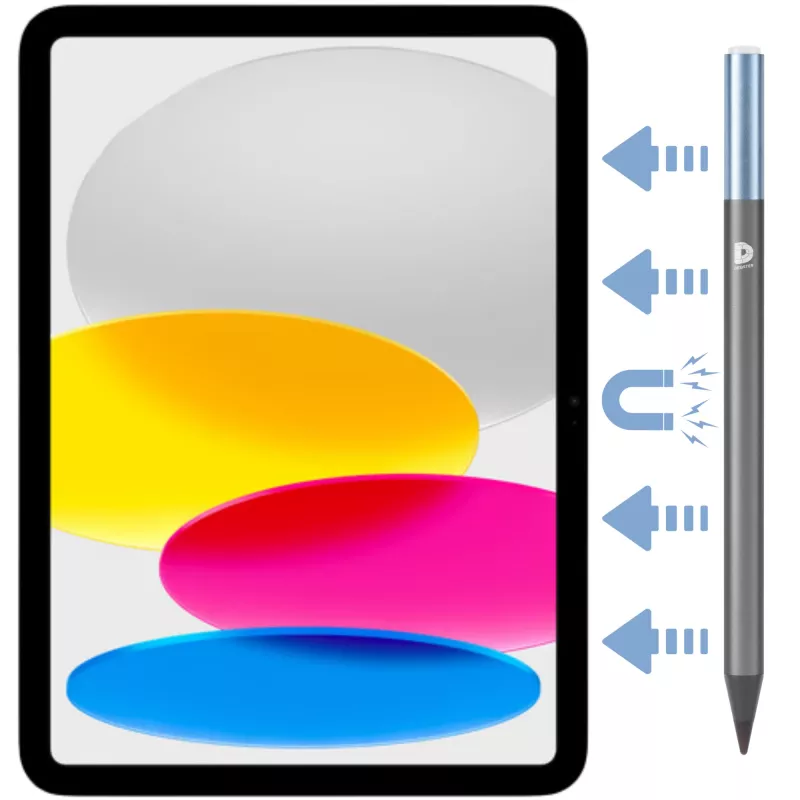 DEQSTER Pencil 2, Tablet, Apple, Niebieski, Szary, Apple iPady od 2018, Szary, Aluminium, Poliwęglan (PC), Polioksymetylen (POM)