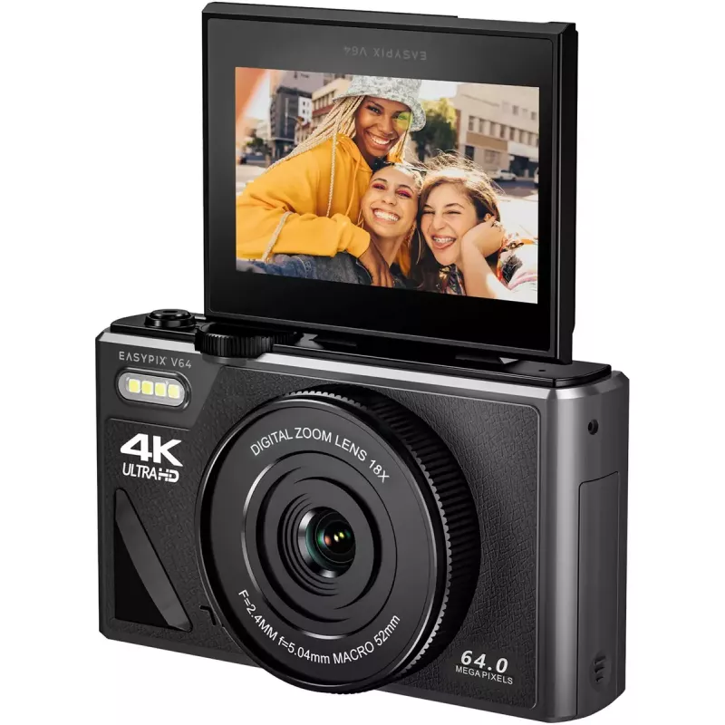 Kompaktowy aparat cyfrowy EASYPIX V64 Flip 20203 — 16 MP, wideo 1080p