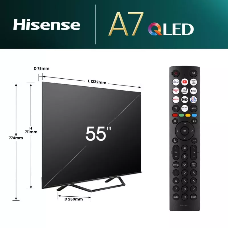 Telewizor Hisense 55A7NQ 55 cali 4K Ultra HD QLED 3840 x 2160