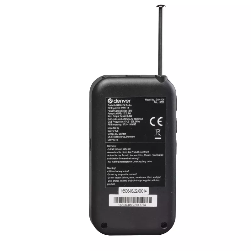DENVER DAH-126 radio osobiste analogowe i cyfrowe DAB FM 10 W