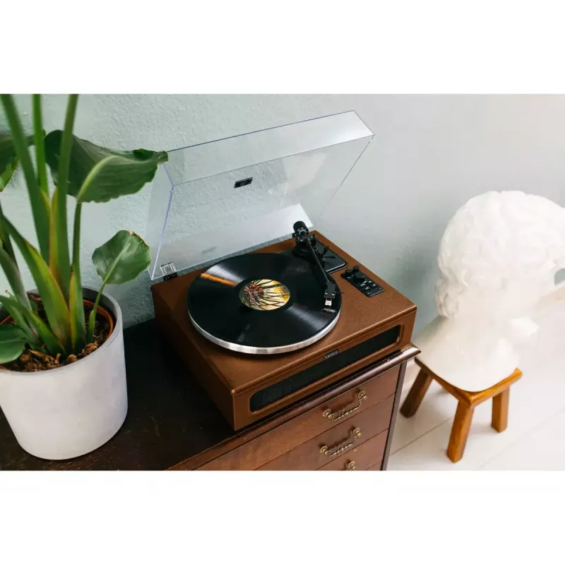 Gramofon audio z napędem paskowym Lenco LS-430BN Brązowy Ręczny Siła nacisku 3-4g