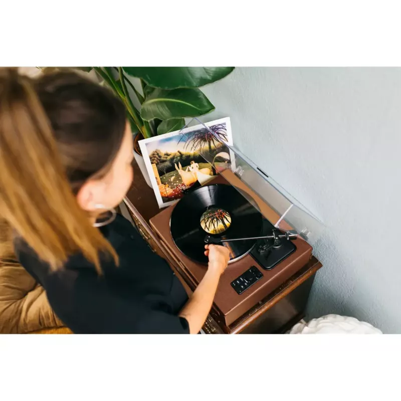 Gramofon audio z napędem paskowym Lenco LS-430BN Brązowy Ręczny Siła nacisku 3-4g