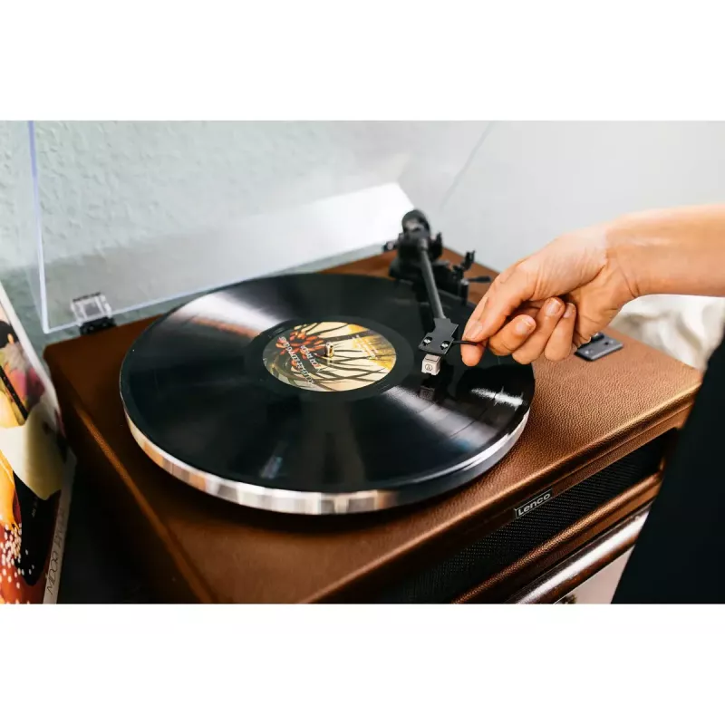 Gramofon audio z napędem paskowym Lenco LS-430BN Brązowy Ręczny Siła nacisku 3-4g