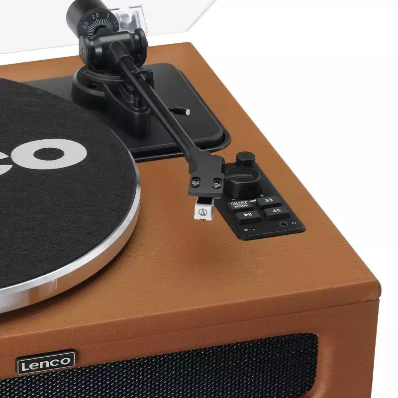 Gramofon audio z napędem paskowym Lenco LS-430BN Brązowy Ręczny Siła nacisku 3-4g