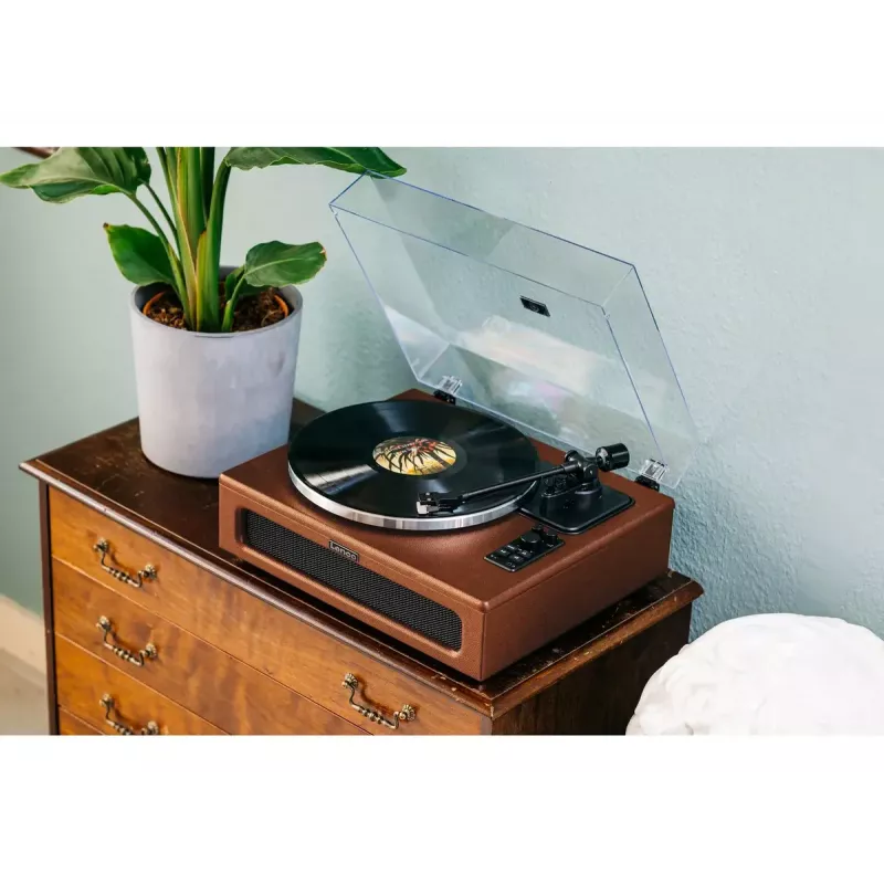 Gramofon audio z napędem paskowym Lenco LS-430BN Brązowy Ręczny Siła nacisku 3-4g