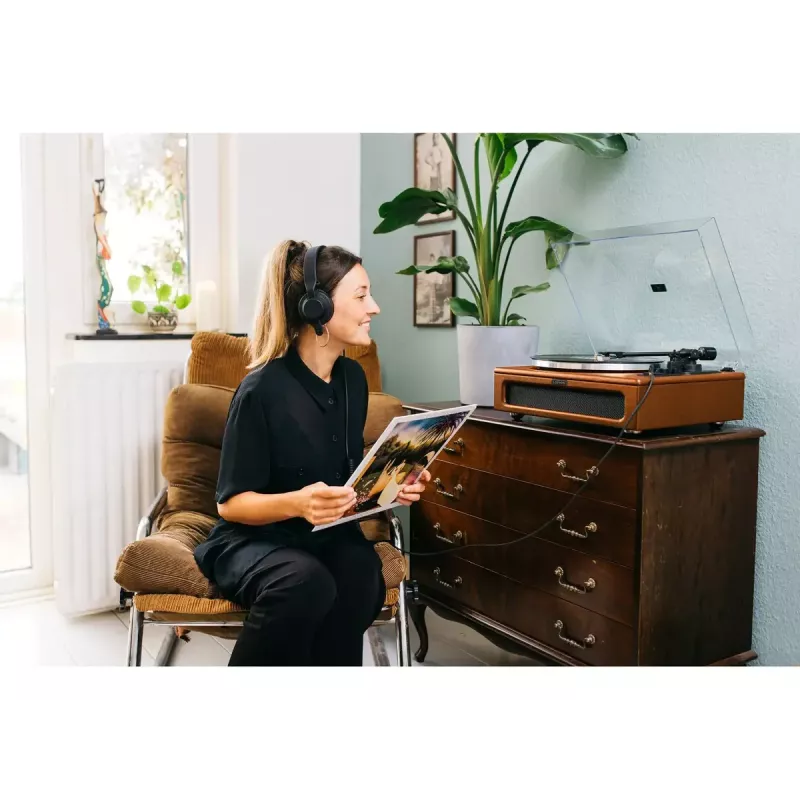 Gramofon audio z napędem paskowym Lenco LS-430BN Brązowy Ręczny Siła nacisku 3-4g