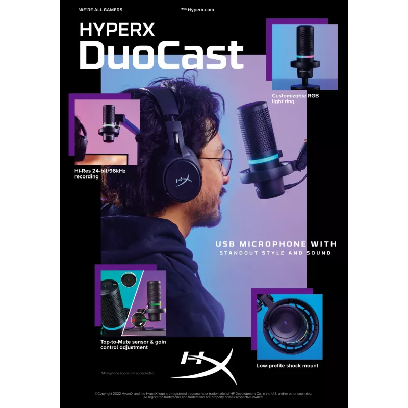 HyperX DuoCast - mikrofon USB (czarny) - podświetlenie RGB
