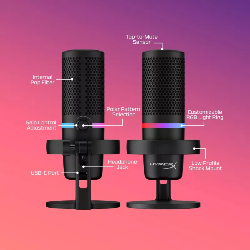 HyperX DuoCast - mikrofon USB (czarny) - podświetlenie RGB