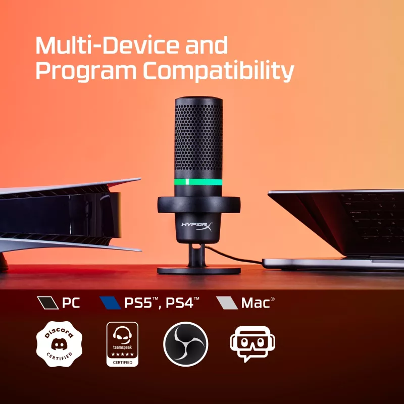 HyperX DuoCast - mikrofon USB (czarny) - podświetlenie RGB