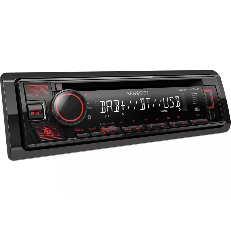 Kenwood KDC-BT450DAB samochodowy odbiornik multimedialny Czarny 50 W Bluetooth