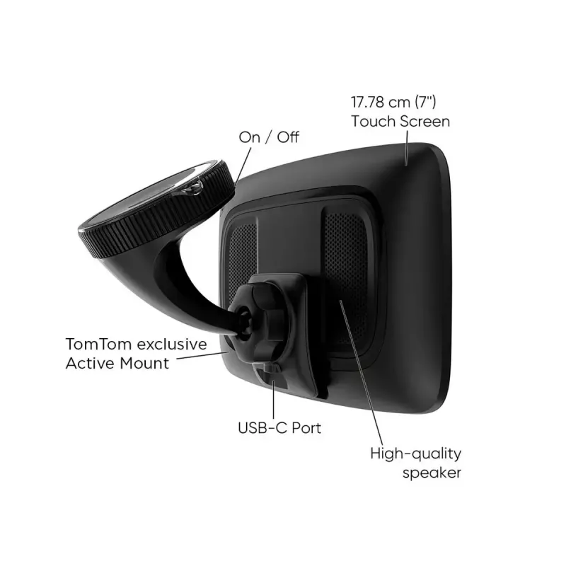 Ręczny nawigator GPS TOMTOM GO z 7-calowym ekranem dotykowym, 32 GB, mapy Europy, czarny