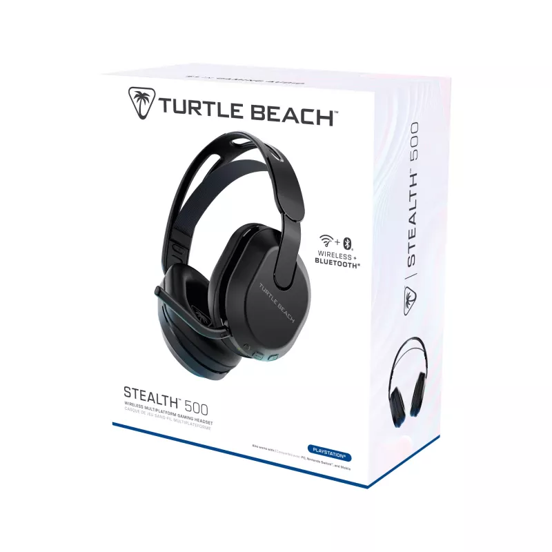 Turtle Beach Stealth 500 Czarny Bezprzewodowy Zestaw Słuchawkowy do Gier dla PlayStation z baterią do 40 godz. i Bluetooth dla PS5, PS4, PC i urządzeń mobilnych