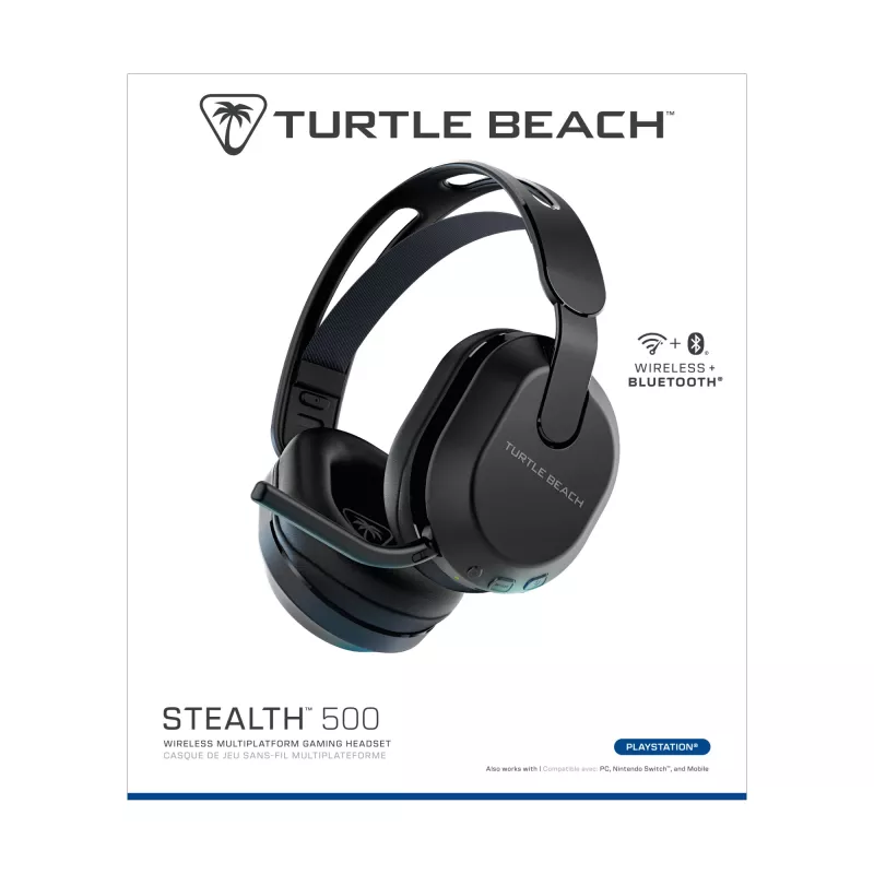 Turtle Beach Stealth 500 Czarny Bezprzewodowy Zestaw Słuchawkowy do Gier dla PlayStation z baterią do 40 godz. i Bluetooth dla PS5, PS4, PC i urządzeń mobilnych