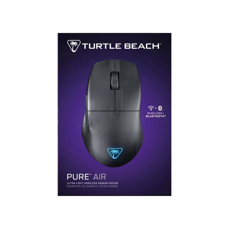 Turtle Beach Pure Air Czarny – Ultra Lekka Bezprzewodowa Ergonomiczna Mysz Gamingowa RGB, Sensor Optyczny 26K DPI, 125h Bateria, Podświetlenie RGB