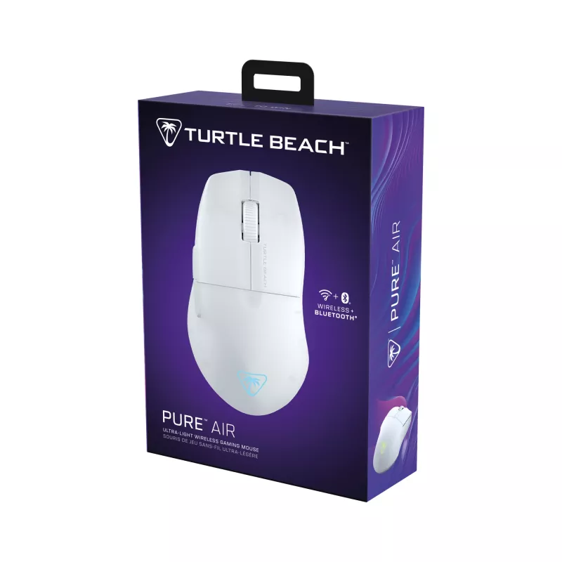 Turtle Beach Pure Air biały - Ultra-Lekka Bezprzewodowa Ergonomiczna Mysz Gamingowa RGB, Sensor Optyczny 26K DPI, Bateria 125h, Podświetlenie RGB