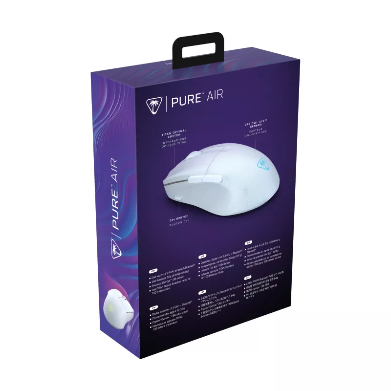 Turtle Beach Pure Air biały - Ultra-Lekka Bezprzewodowa Ergonomiczna Mysz Gamingowa RGB, Sensor Optyczny 26K DPI, Bateria 125h, Podświetlenie RGB