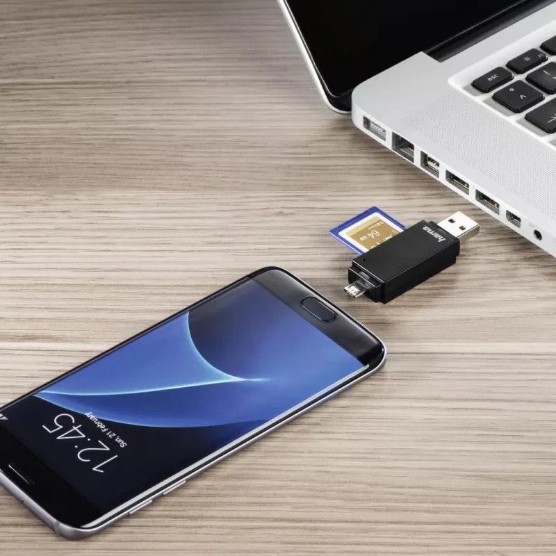 Hama Basic USB 2.0 OTG Cardreader, SD/microSD, czarny