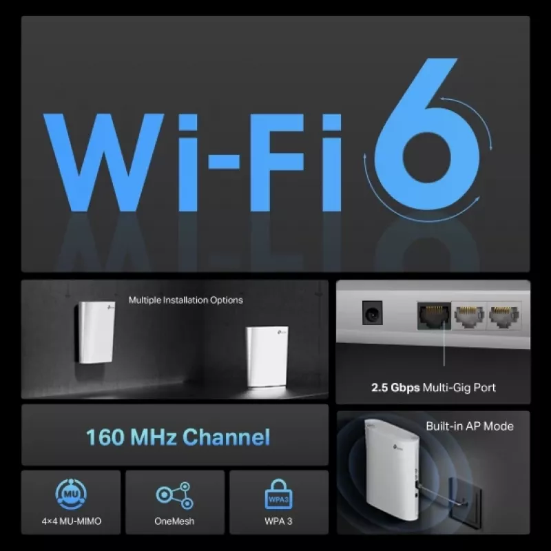 TP-Link AX6000 Mesh Wi-Fi 6 Biały 1000, 2500 Mbit/s