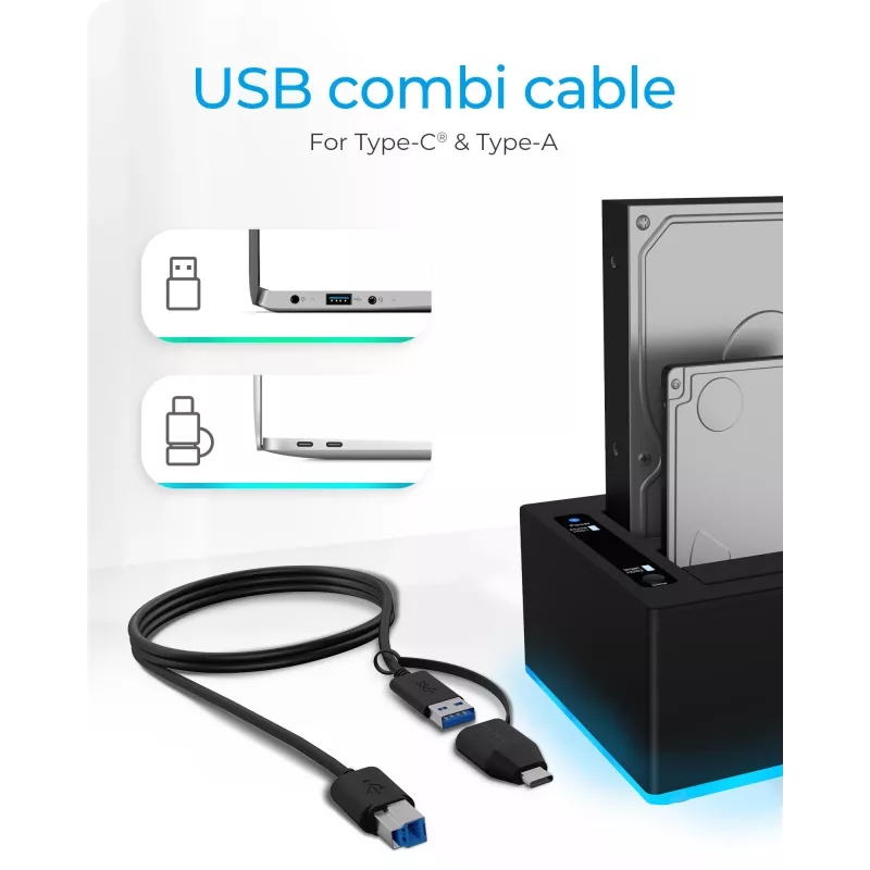 ICY BOX IB-127CL-U3 USB 3.2 Gen 1 (3.1 Gen 1) Type-B Czarny