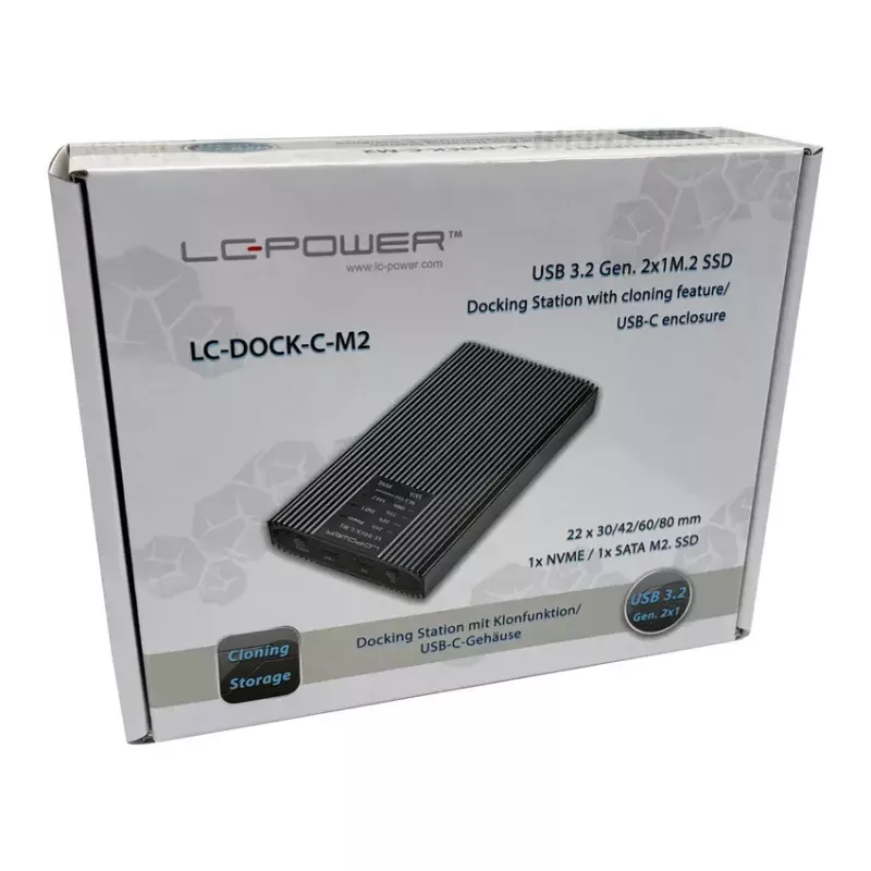 Obudowa SSD LC-Power LC-DOCK-C-M2 2 napędy M.2 10 Gbit/s antracyt