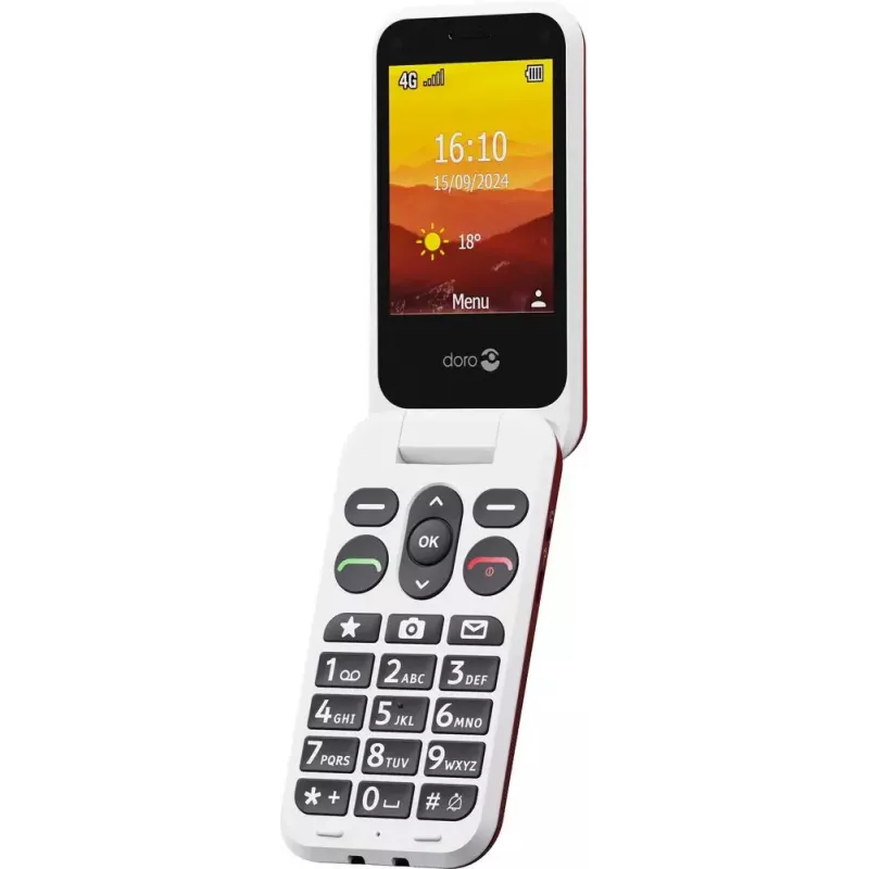 Telefon komórkowy Doro Leva L20 4G, ekran 2,8 cala, czerwono-biały