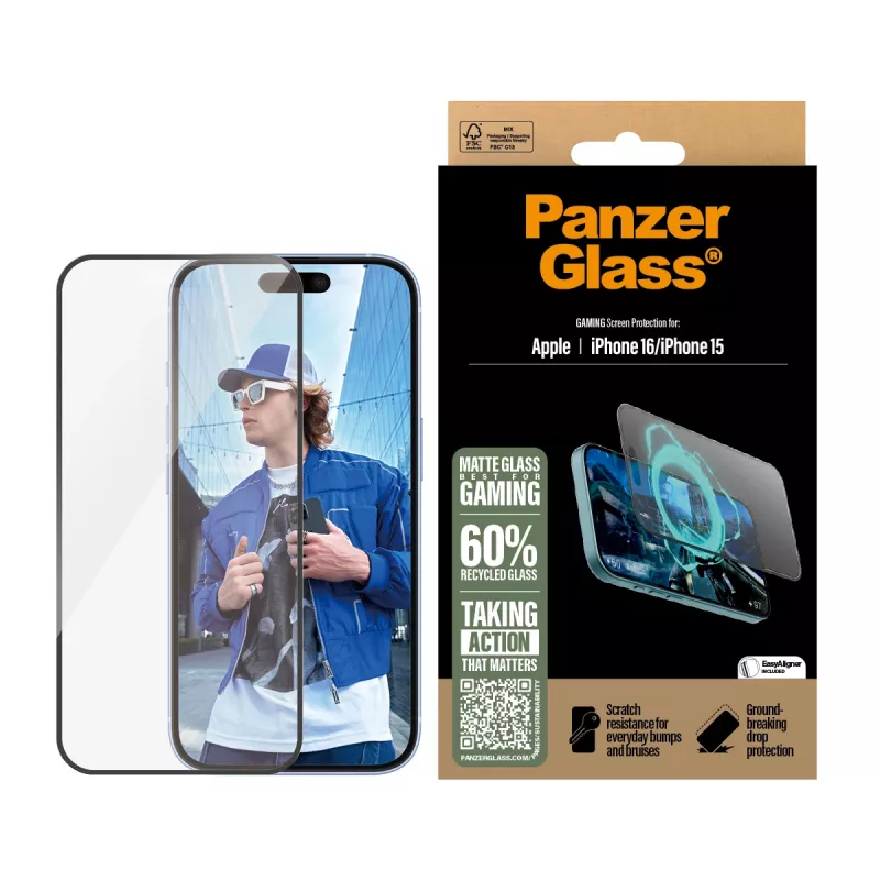 PanzerGlass ® Gaming Ochrona ekranu iPhone 16 | 15 | Ultra-Wide Fit
