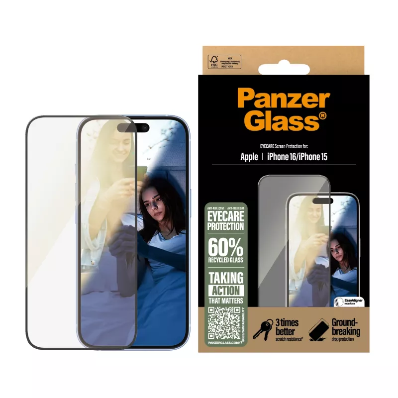 Szkło ochronne EyeCare PanzerGlass do iPhone '24 6,1 cala | 15 | Ultra-Wide Fit
