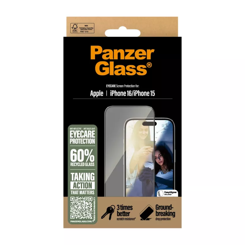 Szkło ochronne EyeCare PanzerGlass do iPhone '24 6,1 cala | 15 | Ultra-Wide Fit