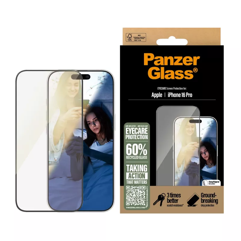 Szkło ochronne PanzerGlass EyeCare do iPhone'a '24 6,3 cala Pro Ultra-Wide Fit