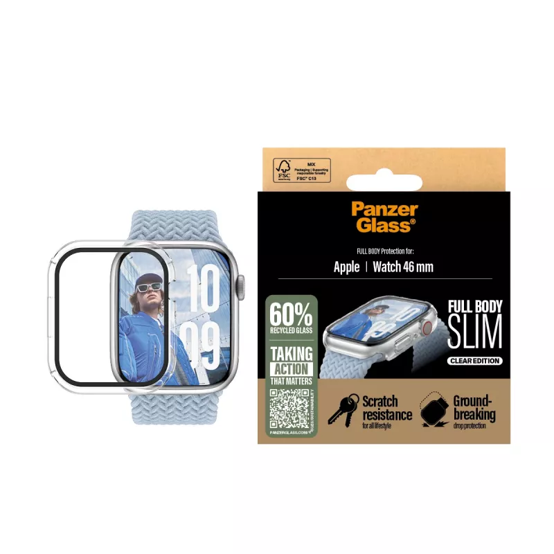 PanzerGlass ® Case Full Body cienki Transparent Apple Watch Series 11 | 10 | 46mm