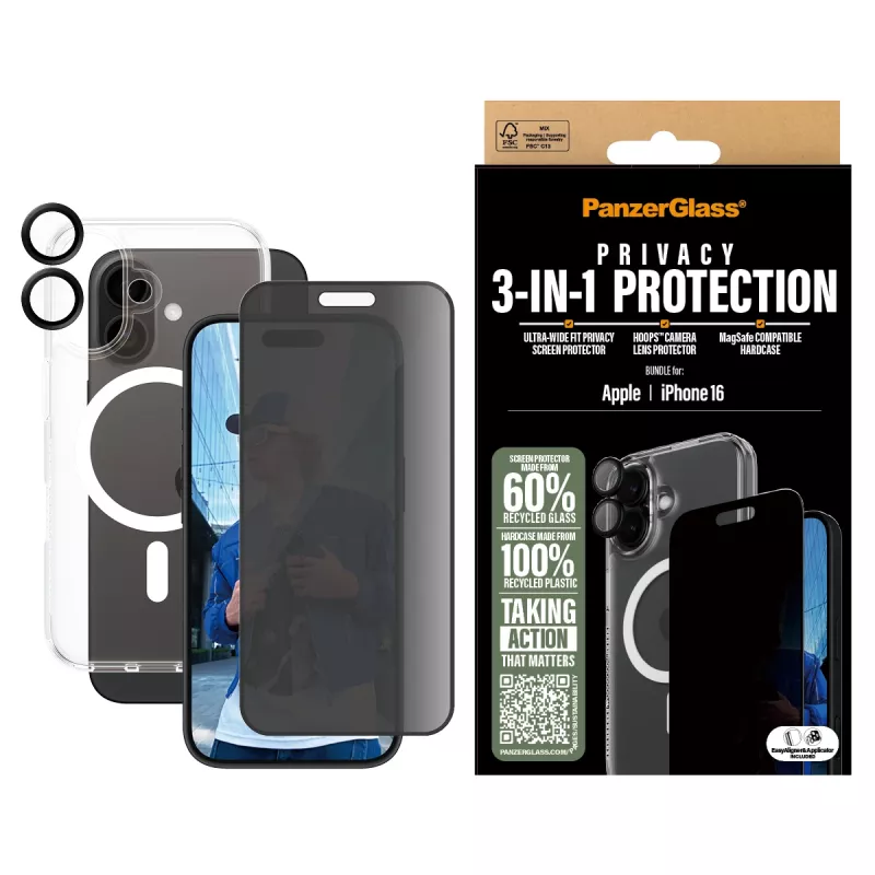 PanzerGlass 3-w-1 zestaw ochrony prywatności iPhone '24 6.1