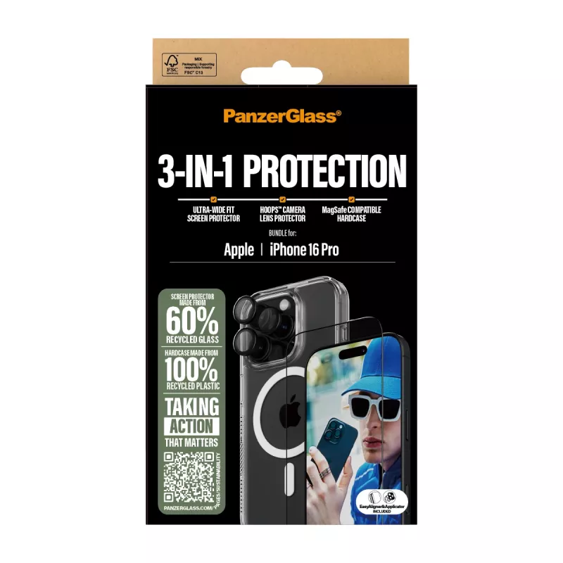 Pakiet ochronny 3 w 1 PanzerGlass iPhone '24 6.3 cala Pro