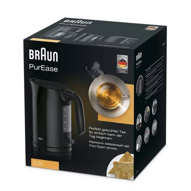 Czajnik elektryczny Braun PurEase WK 3000 BK 1 L 2200 W Czarny