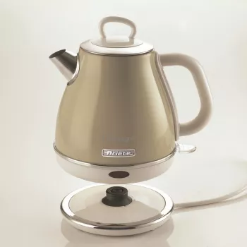 Ariete 2868 Vintage 1 L designerski czajnik elektryczny ze stali nierdzewnej do naparów, herbaty i napojów ziołowych, system automatycznego wyłączania, ergonomiczny uchwyt, 1 litr, 1600 W, jasny beż