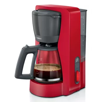 Drip coffee maker Bosch TKA3M134 — 1.4 L water tank, 15‑cup capacity, czerwony