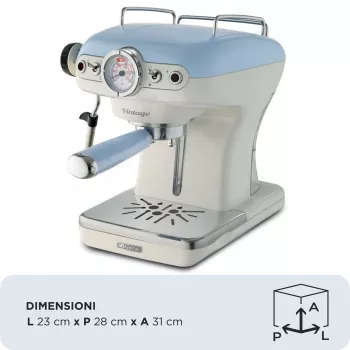 Ekspres do kawy Ariete 1389 Vintage Espresso - Espresso do kawy mielonej lub saszetek ESE, w pastelowym niebieskim kolorze