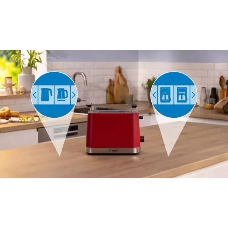 Toster Bosch TAT4M224 2 kromki 950 W Czerwony Stal nierdzewna