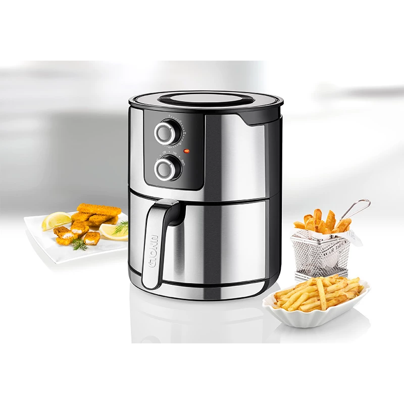 Unold 58655 frytkownica Double 5 l 1400 W Frytkownica beztłuszczowa Czarny, Stal nierdzewna