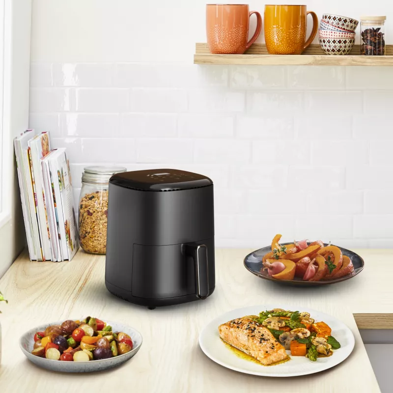 Frytkownica powietrzna Tefal Easy Fry EY145810 — pojemność 3 L, 1300 W, sterowanie dotykowe, wyświetlacz LCD, czarna