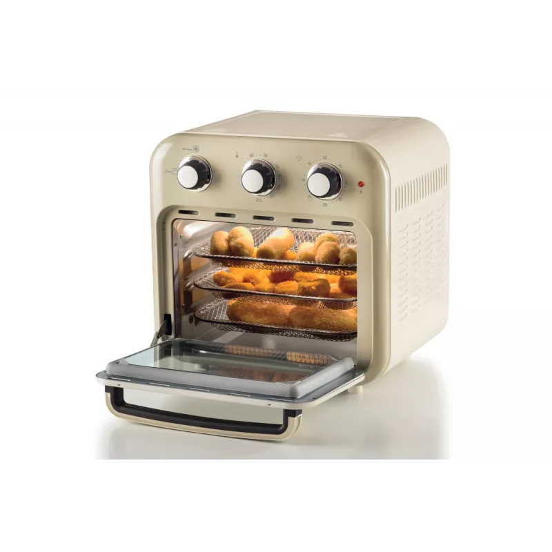 Ariete 4632 Frytkownica beztłuszczowa i piekarnik Vintage, 1400W, 2w1, Pojemność 16L, Akcesoria w zestawie, Timer 60 minut, Podwójna szyba, Beżowy