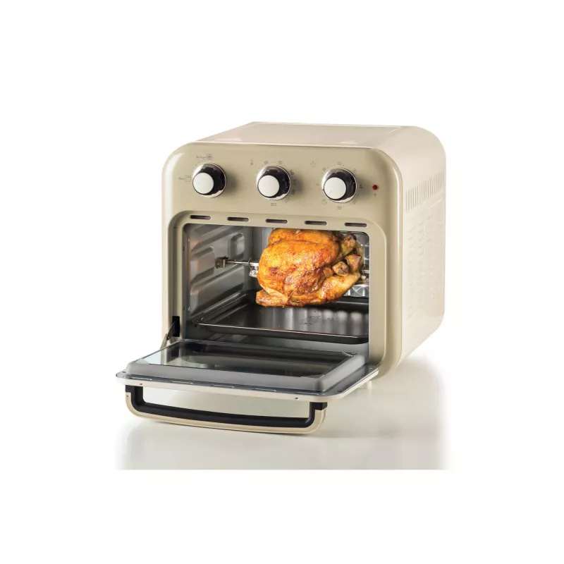Ariete 4632 Frytkownica beztłuszczowa i piekarnik Vintage, 1400W, 2w1, Pojemność 16L, Akcesoria w zestawie, Timer 60 minut, Podwójna szyba, Beżowy